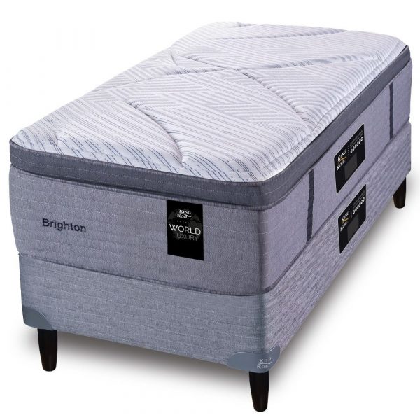 Sommier y Colchon Brighton Gris 1.00x2.00 King Koil de Resortes Pocket 1 Plaza y media 100x200